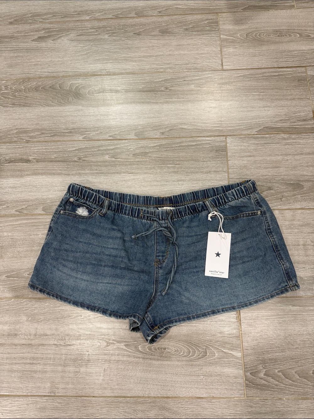 Vanilla Star Denim Drawstring Women’s Shorts - Blue Xl Junior